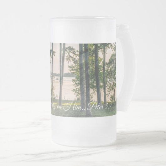 Foggy Trees am Tisch Rock Bible Verse Mattglas Bierglas (VorderseiteRechts)