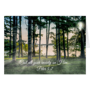 Foggy Trees an Table Rock Bible Verse Blank Card