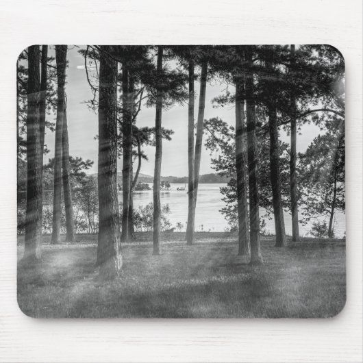Foggy Trees an Table Rock Graustufen Mousepad (Vorne)