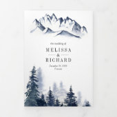 Foggy Winter Mountain Pine Forest QR Code Hochzeit Dreifach Gefaltete Einladung (Cover)