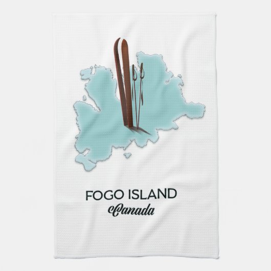 Fogo Insel Kanada Kartenposter Geschirrtuch (Vertikal)