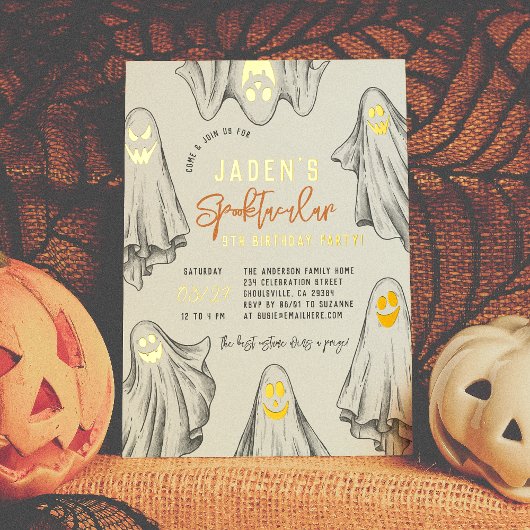 Fohlen Halloween Ghosts Spooktacular Geburtstagspa Folieneinladung