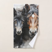 Fohlen mit seiner Mutter Badhandtuch Set (Handtuch)