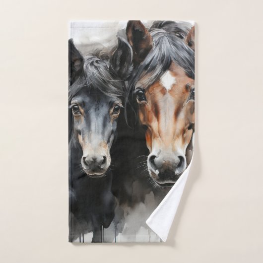 Fohlen mit seiner Mutter Badhandtuch Set (Handtuch)