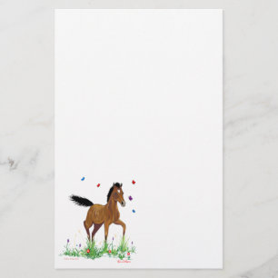 Fohlen und Schmetterlinge stationär Briefpapier