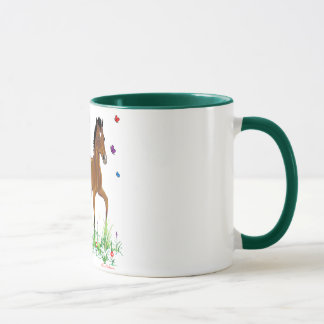 Fohlen-und Schmetterlings-Wecker-Tasse Tasse