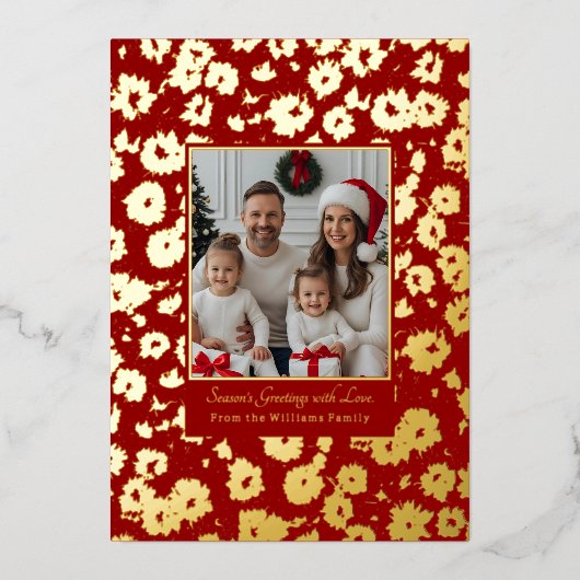 Fohlen Weihnachtskarten Vorlage 2 Foto Blume Rot (Vorderseite)