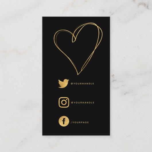 Fohleneffekt Herz und soziale Links schwarz danke Begleitkarte (Vorderseite)