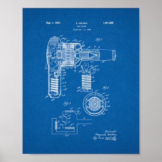 Föhn-Patent - Blueprint Poster (Vorne)
