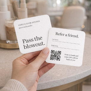 Föhn-Salon-Empfehlungs-QR-Code-Karte Quadratische Visitenkarte