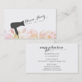 Föhnfrisur-Bar Hairstylist des Chic Blumenrosa Visitenkarte (Vorne/Hinten)