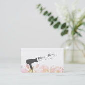 Föhnfrisur-Bar Hairstylist des Chic Blumenrosa Visitenkarte (Stehend Vorderseite)