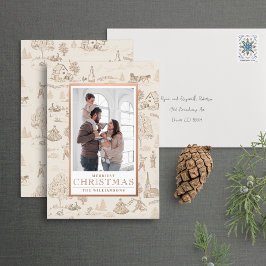 Foil 12 Days of Christmas Toile Holiday Foto Card Folieneinladung