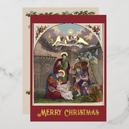 Foil 1874 Christmas Nativity Card Folien Feiertagskarte