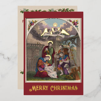 Foil 1874 Christmas Nativity Card Folien Feiertagskarte