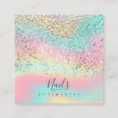 Foil Abstrakt Holographic Rainbow ID775 Quadratische Visitenkarte (Vorderseite)