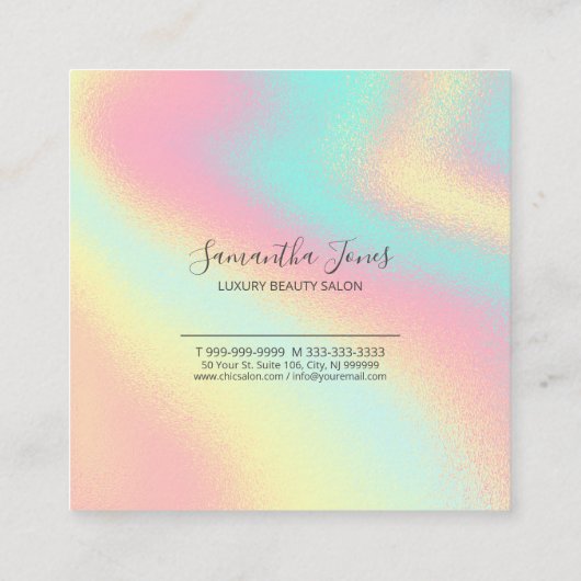 Foil Abstrakt Holographic Rainbow ID775 Quadratische Visitenkarte (Rückseite)