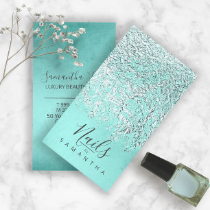 Foil Abstrakt Silver Aquamarin ID775 Visitenkarte