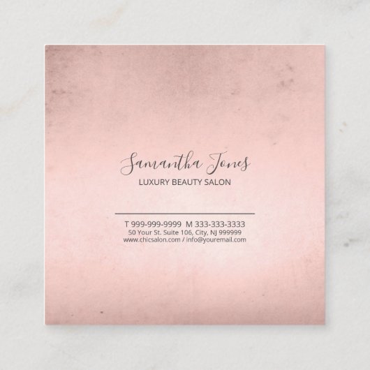 Foil Abstrakt Silver Rose Gold ID775 Quadratische Visitenkarte (Rückseite)