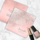 Foil Abstrakt Silver Rose Gold ID775 Quadratische Visitenkarte
