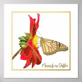 Foil Accent Monarch Butterfly auf Dahlia Print Foliendrucke (Vorderseite)