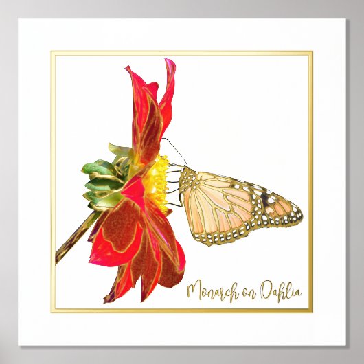 Foil Accent Monarch Butterfly auf Dahlia Print Foliendrucke (Vorderseite)