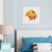 Foil Accent Red & Gold Mum Print Poster (In Situ (Schlafzimmer))
