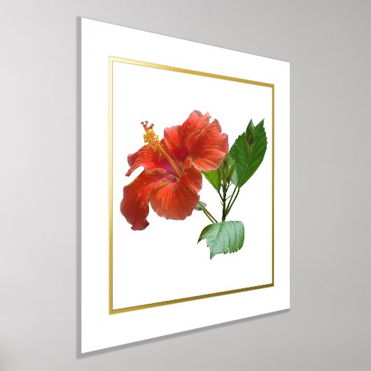 Foil Accent Red Hibisken Blume Print Foliendrucke (Ablage )