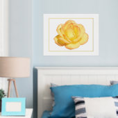 Foil Accent Yellow Rose Print Poster (In Situ (Schlafzimmer))
