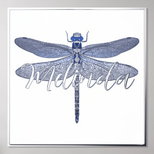 Foil Accented Dragonfly & Personalization Print Foliendrucke