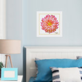Foil Accents Dahlia Print Poster (In Situ (Schlafzimmer))
