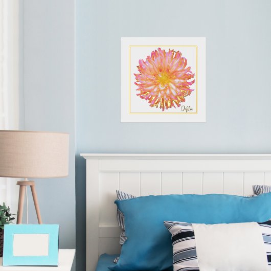 Foil Accents Dahlia Print Poster (In Situ (Schlafzimmer))