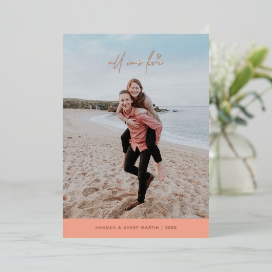 Foil all our Liebe Valentine's Day Card - Pfirsich Folieneinladung (Stehend vorne)