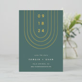 Foil Arch | Moderne Minimal Save the Date Card Folieneinladung (Stehend vorne)