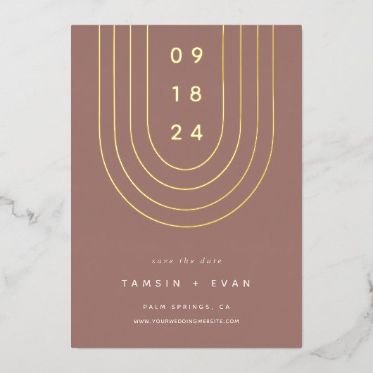 Foil Arch | Moderne Minimal Save the Date Card Folieneinladung (Vorderseite)
