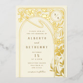 Foil Art Nouveau Arch Foil Einladung (Vorderseite)