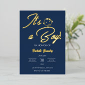 Foil Baby Shower Card – Blue Theme Folieneinladung (Stehend vorne)
