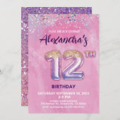Foil Balloon 12. Geburtstag Einladung (Vorne/Hinten)
