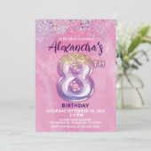 Foil Balloon 8. Geburtstag Einladung (Stehend Vorderseite)