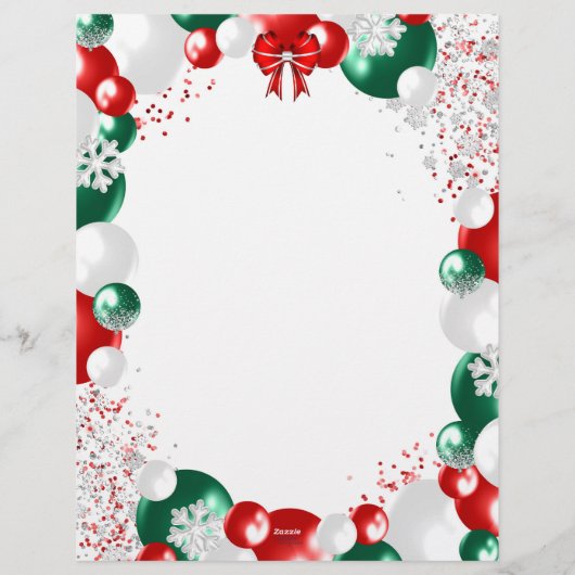 Foil Balloon Christmas Letter Template Stationary Briefbogen (Rückseite)