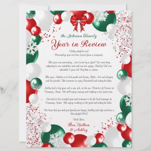 Foil Balloon Christmas Letter Template Stationary Briefbogen (Vorderseite)
