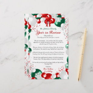 Foil Balloon Christmas Letter Template Stationary Briefpapier