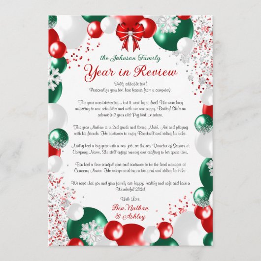 Foil Balloon Christmas Letter Template Stationary Einladung (Vorderseite)