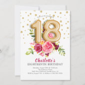 Foil Balloon Floral 18. Geburtstag Einladung (Vorderseite)