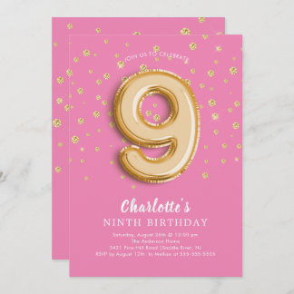 Foil Balloon Floral 9TH Geburtstag Einladung