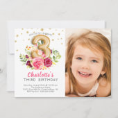 Foil Balloon Foto Dritter Geburtstag Einladung (Vorderseite)