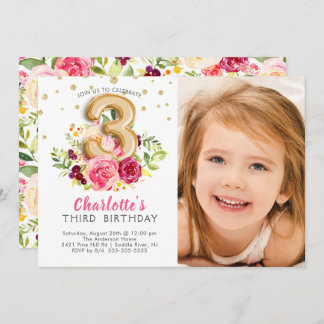 Foil Balloon Foto Dritter Geburtstag Einladung