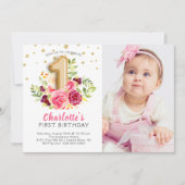 Foil Balloon Foto Einladung zum ersten Geburtstag (Vorderseite)