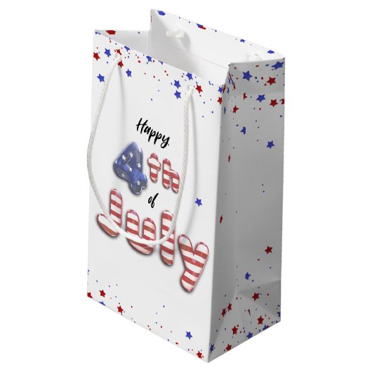 Foil Balloons Stars Streifen am 4. Juli - Geschenk Kleine Geschenktüte (Rückseite Schrägansicht)