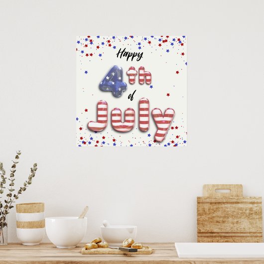 Foil Balloons Stars Streifen am 4. Juli - Poster (Küche)